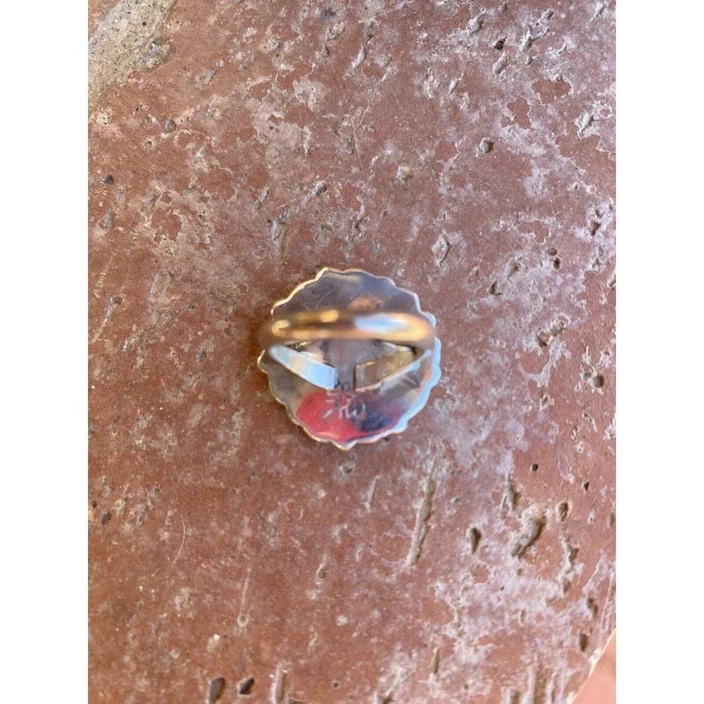 Navajo Sterling Silver Turquoise Cluster Ring - Picture 7 of 8